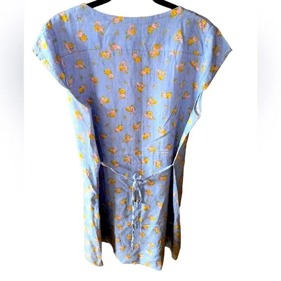 XXL Italian linen floral dress, bought in Aux France NWOT . Gorgeous periwinkle - Picture 5 of 9